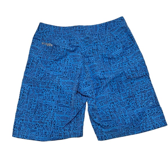 Columbia PFG Omni Shield Fishing Board Shorts Blue Printed Fish Design - Picture 5 of 9